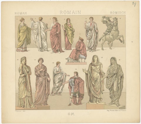Pl. 29 Antique Print of Roman Clothing by Racinet, 'circa 1880', view 3