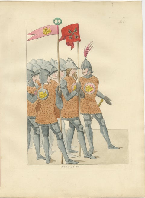 Italian Elegance and Armor in 15th Century Costume Prints, Published in 1845, view 3