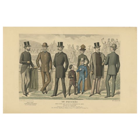 Antique Fashion Print Published in September, 1886