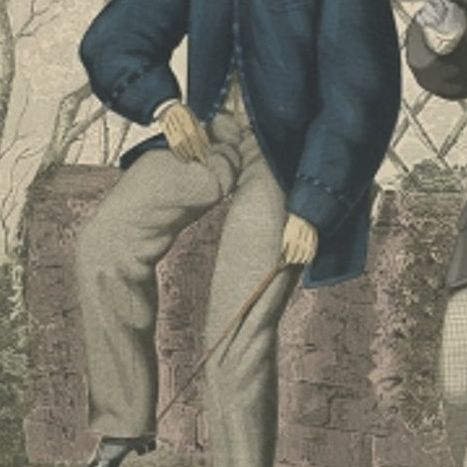 Antique Fashion Print April, 1865, close-up 2