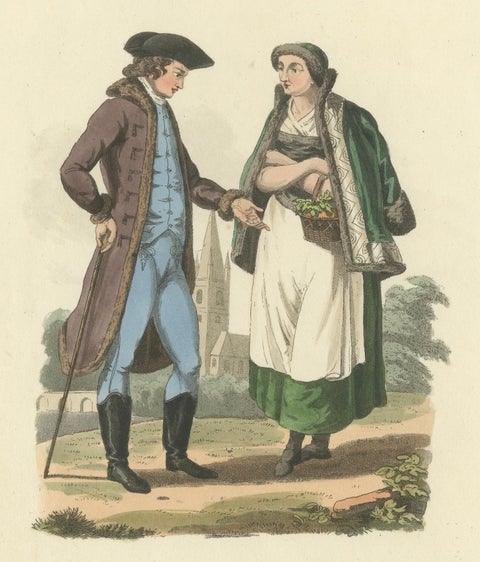 Austrian Folk Couple: Elegant Regency Costume from 1808, close-up 4
