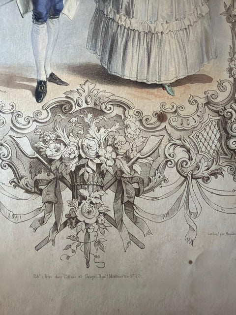 Louis XVI French Rococo Court Costume Lithograph, 1775, Published 1847, view 7
