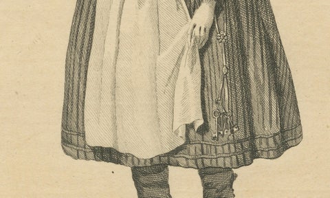 Country Woman near Nuremberg, Germany, Antique Costume Engraving, c.1795, close-up 4