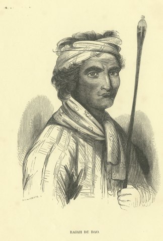 Rajah of Dao, Antique Wahlen Costume Print, 1843-1844