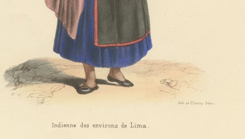Peruvian Women of Lima, Cheese Seller and Regional Costume, Original 1841, close-up 5