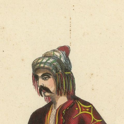 Bulgarian Man in Traditional Dress, Hand-Coloured Lithograph, c.1845, close-up 5