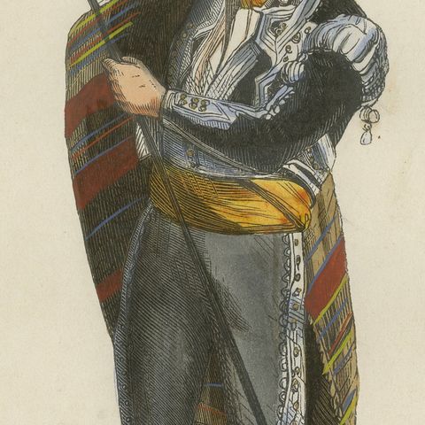 Spanish American from Mexico - Antique Costume Lithograph, c.1852, close-up 6