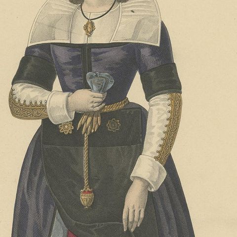 Hand Colored Engraving of Leonora Dori Galigaï, a French Courtier, 1900, close-up 2