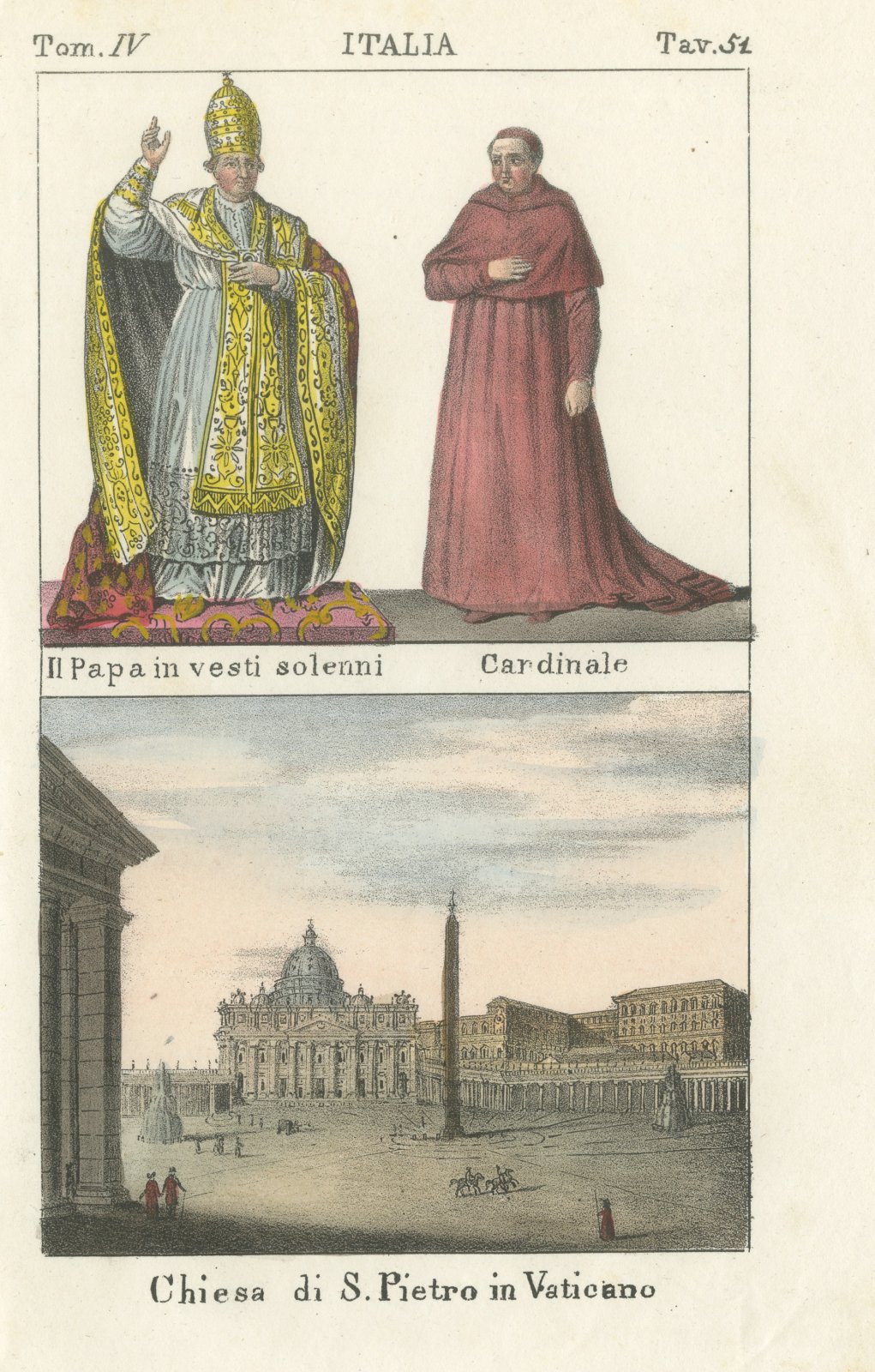 The Pope in Solemn Vestments, a Cardinal and Saint Peter's in the Vatican, 1842
