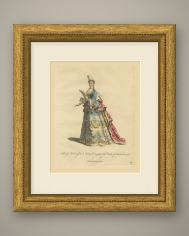 Mademoiselle de Chartres in 1700 in Court Dress, Jefferys Costume Plate, 1757, shown framed