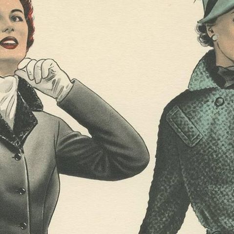 Vintage Fashion Print 'Pl. 16526' Published in Le Tailleur Moderne, 1954, close-up 1