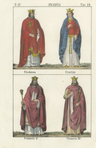 Clovis, Clotilde, Clotaire I and Clotaire II, Frankish Kings, 1842