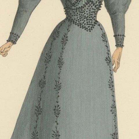 Timeless Elegance: Victorian Fashion Litho by Michau from the Expo Universelle, close-up 6