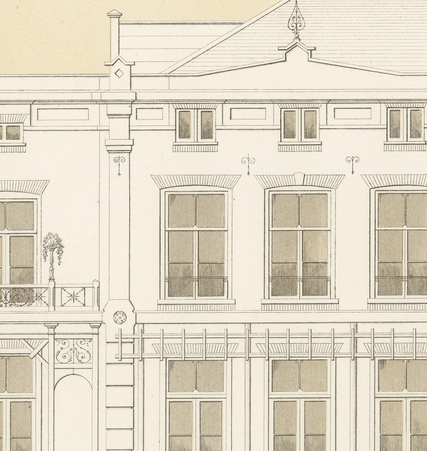 Meppel Country House, Elevations, Dutch Architecture Print, Leliman, 1865-1866, view 5