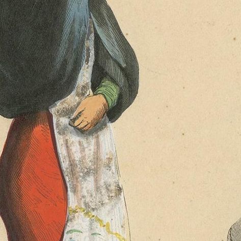 Antique Costume Print of a Woman in Lima by Wahlen, 1843, close-up 1