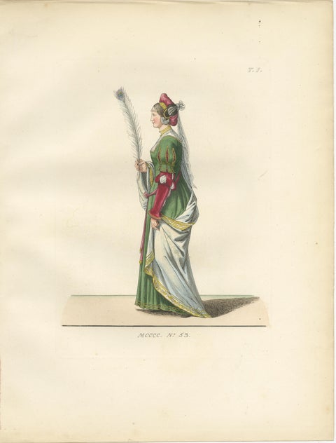 Young Sienese, Noblewoman, and Apothecary in Medieval Italian Dress - 1845, view 3