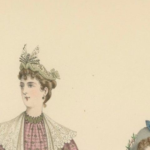 Victorian Fashion Duets: Elegant Ensembles in Lithographs Published in 1889, close-up 6
