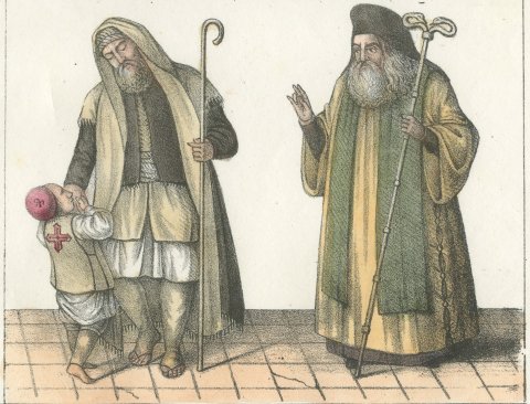 A Woman of the Mani, Costume of Patras and Hydra, a Greek Bishop, 1842, close-up 2