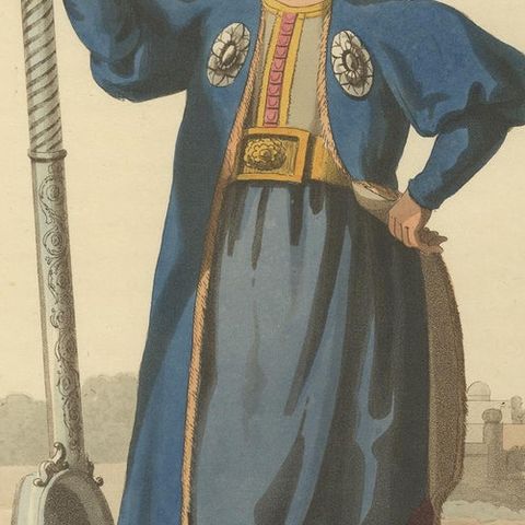 Antique Print of Ladle Bearer, The Military Costume of Turkey, 1818, close-up 2
