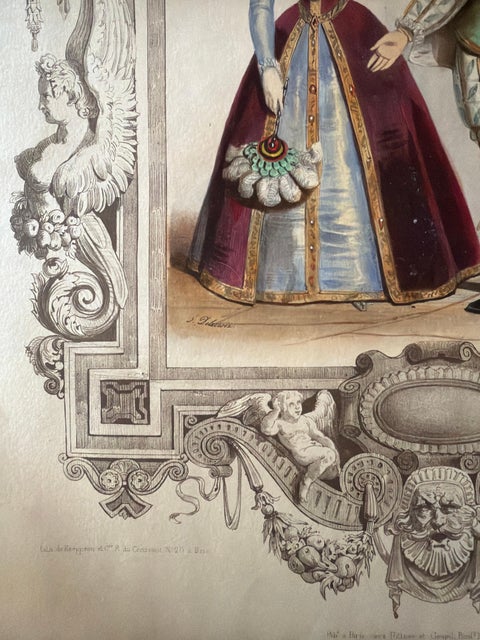 Henri II & Catherine de' Medici French Court Costume Lithograph, 1847, view 4