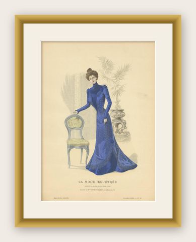 Antique Fashion Print Published by La Mode Illustrée, No. 50, 1899, shown framed
