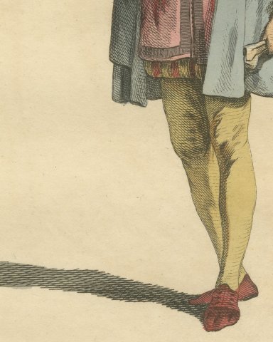 Senator of Cologne in Gray Gown and Flat Hat, Costume of 1577, Jefferys 1757, close-up 3
