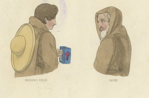 Traditional Costumes from Frascati, Perugia, Albano and Monastic Orders, 1823, close-up 2