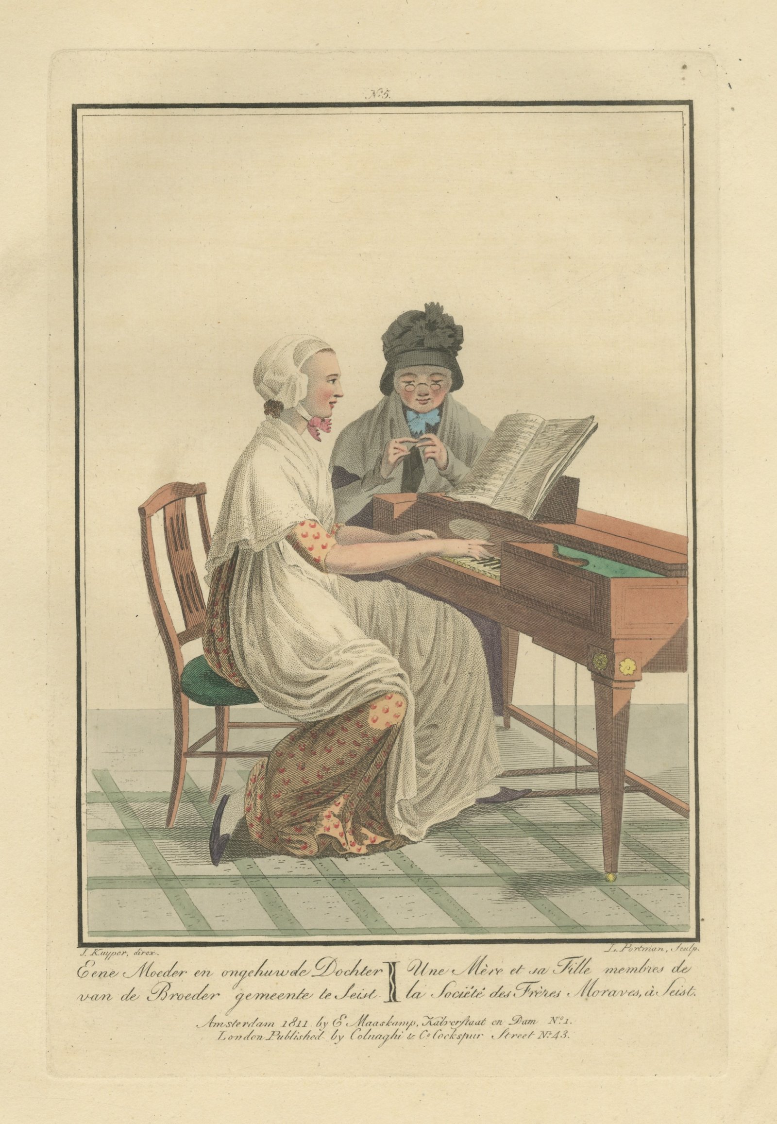 Moravian Mother and Daughter at Zeist, Dutch Costume Print, 1811