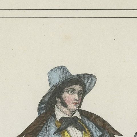 Cincinnati Costume Print, Antique Hand-Colored Lithograph, 1854, close-up 6