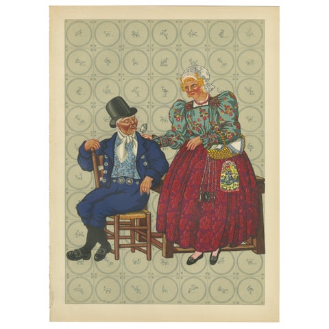 Dutch Couple in Hoorn Traditional Dress, Early 19th Century Folk Costume