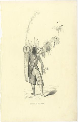 Warrior of the Island of Solor, Antique Wahlen Costume Print, 1843-1844, view 2