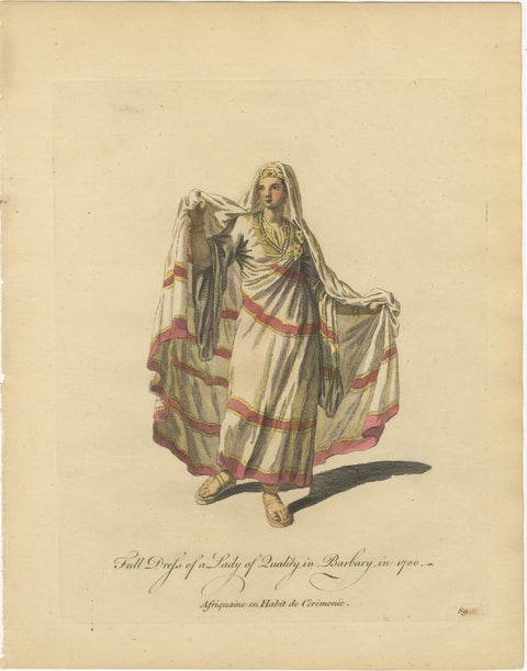 Barbary Ladies in Morning and Ceremonial Dress in 1700, Costume Engravings, 1749, view 3