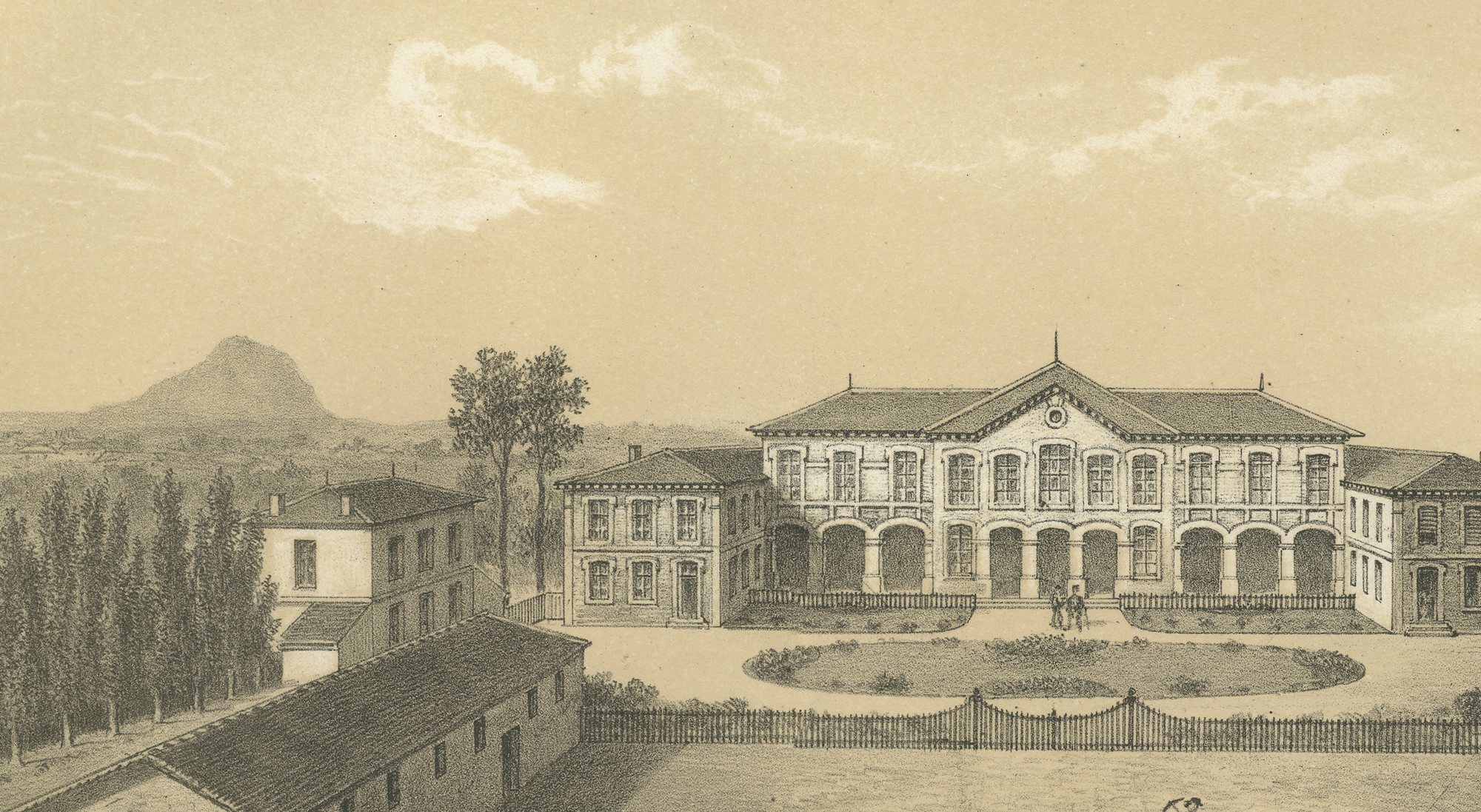 Montpellier Agricultural School Farm Court, Antique Print, 1873, view 4