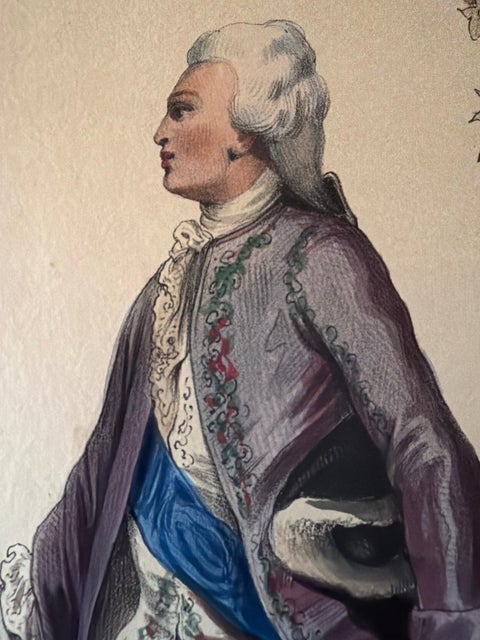 Louis XV & Madame de Pompadour Rococo Court Costume Lithograph, 1847, view 4