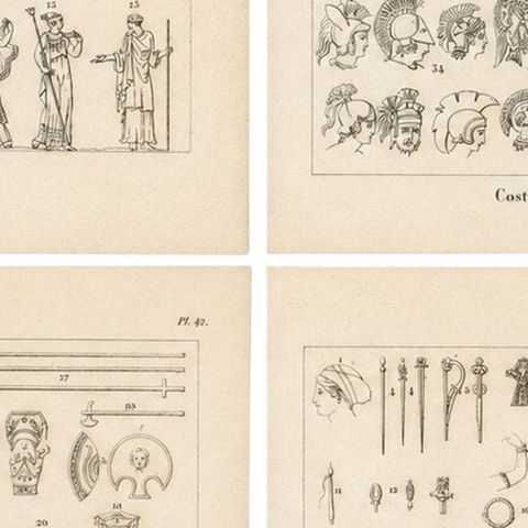 Set of Four Ancient Greek Costume, Arms and Decorative Arts Prints, 1825, close-up 2