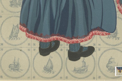 Traditional Dutch Costume from Marken, Men and Children in Festive Dress, 1932, close-up 1
