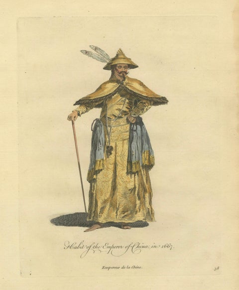 Emperor of China in Imperial Court Dress, Antique Print, Jefferys 1749, close-up 1