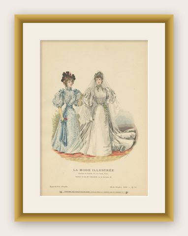 Antique Fashion Print Published by La Mode Illustrée ‘No. 17, 1895’, shown framed