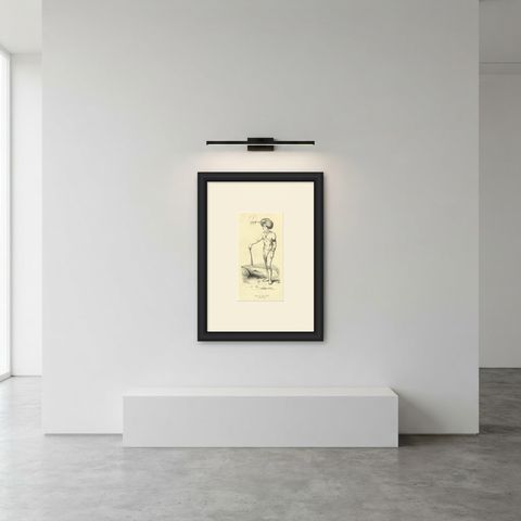 Papuan of Dorey Harbour, Antique Wahlen Costume Print, 1843-1844, shown framed in a room