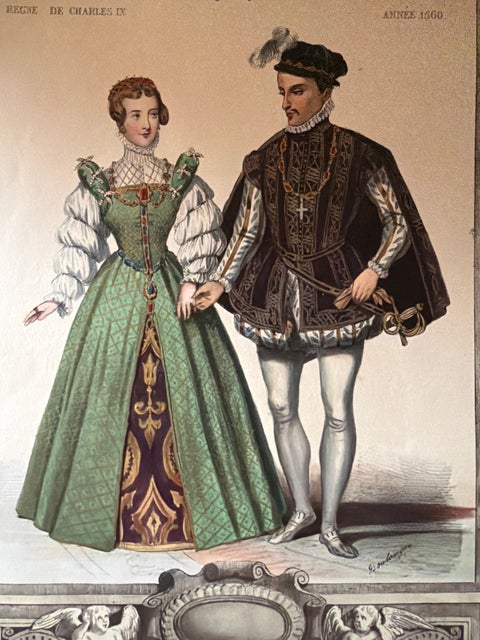 Charles IX French Court Costume, Royal Couple, 1847, view 4