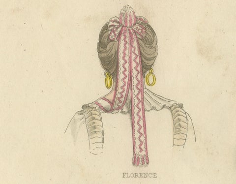 Traditional Headdresses from Italy and France: Florence, Ostia, Castà, 1823, close-up 1
