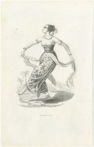 Female Dancer in Java, Antique Wahlen Costume Print, 1843-1844, view 2