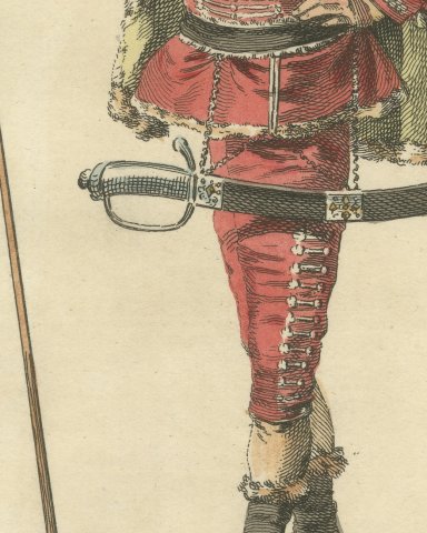 Tancred in Tancred and Sigismunda, Georgian Stage Costume, Jefferys, 1757, close-up 3