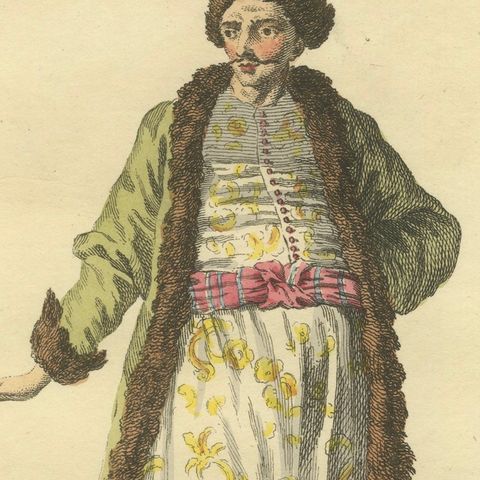 Antique Costume Print of a Gentleman of Wallachia, Engraving Jefferys, 1749, close-up 6
