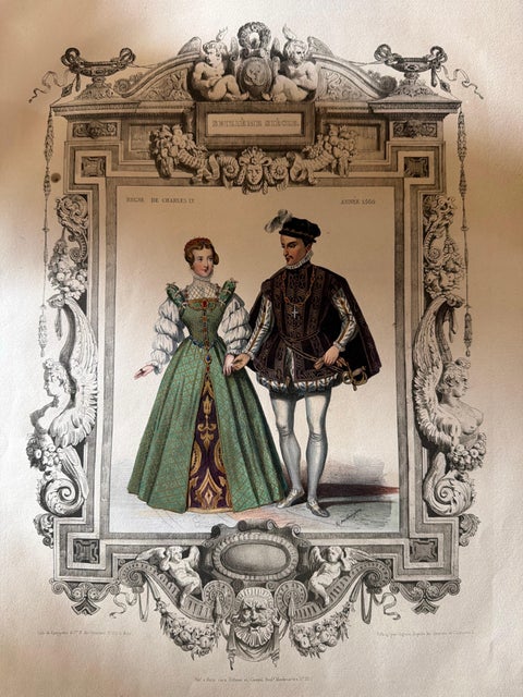 Charles IX French Court Costume, Royal Couple, 1847, view 5