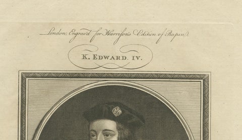 Elegant 1786 Engraved Portrait of King Edward IV - Royal Majesty, close-up 1