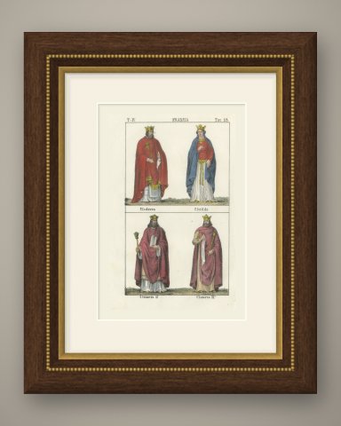 Clovis, Clotilde, Clotaire I and Clotaire II, Frankish Kings, 1842, shown framed
