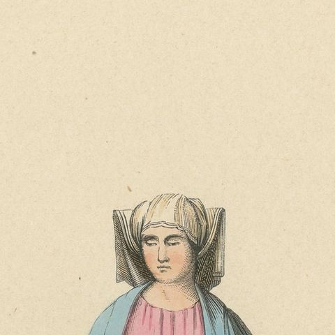 Noble Roman Lady of the Middle Ages, Handcolored and Published in 1847, close-up 4