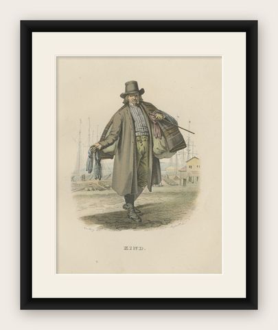 Antique Costume Print of Västergötland in Sweden, ca.1864, shown framed