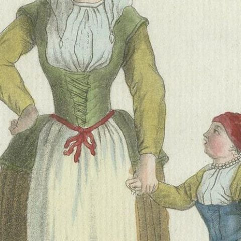 Antique Costume Print of the Province of Friesland in The Netherlands, c.1797, close-up 2